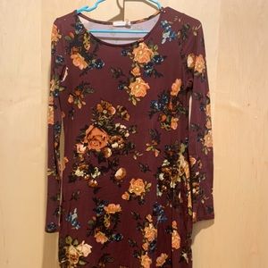 Fall floral midi dress